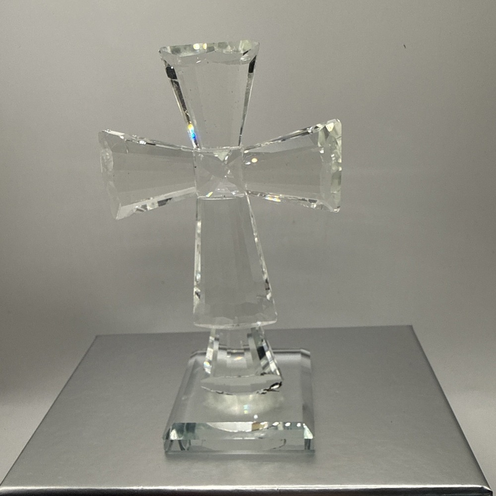 Clear Standing Crystal Acrylic Cross Religious Decor Christian Gift Home NEW 6"